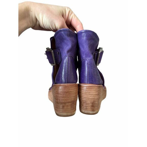 A.S. 98 Naya Wedge Leather Sandals Purple 39 US 8.5 9 - Picture 4 of 9